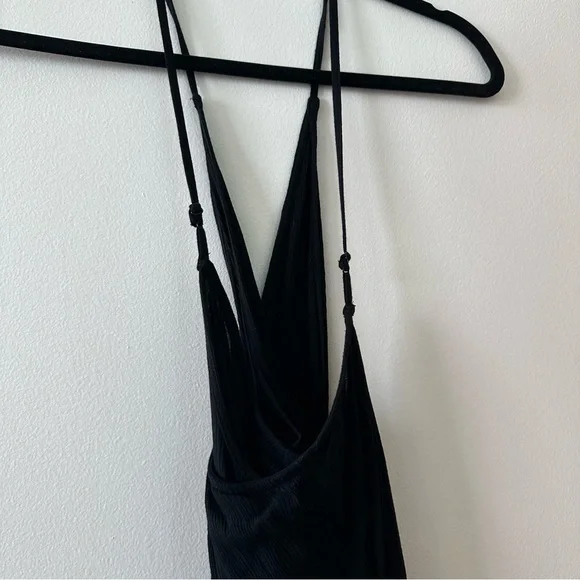 Free People twist front Black Halter mini Dress - Picture 3 of 5